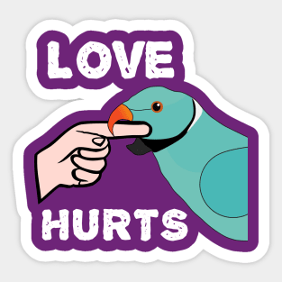 Love Hurts Blue Indian Ringneck Male Parrot Biting Sticker